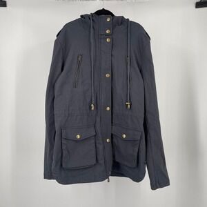 Eden Society Military Parka Jacket Medium Gray Zip Button Utility Gorpcore